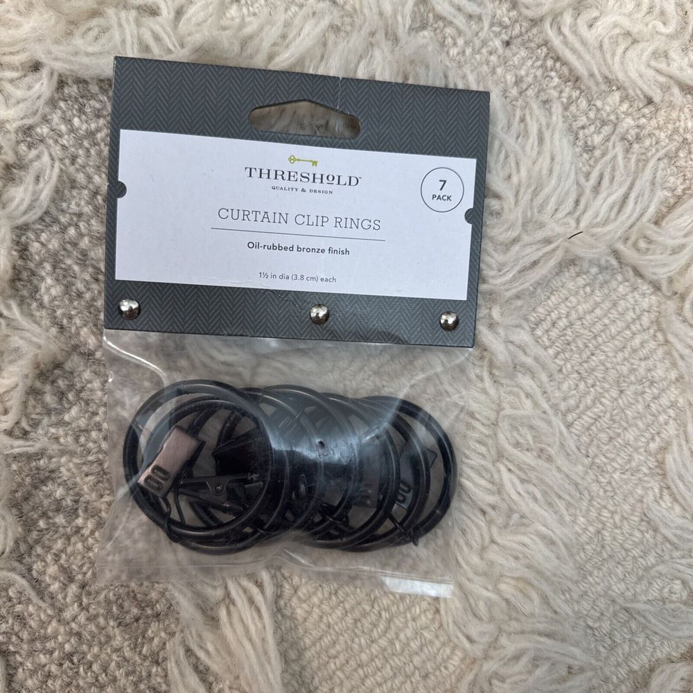 (7-Pk) Threshold Decorative‎ Drapery Clip Rings Oil Rubbed Bronze 06807021 NEW